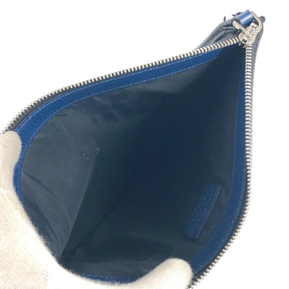 Salvatore Ferragamo logo Pouch with strap Clutch bag Leather Navy - Picture 13 of 16